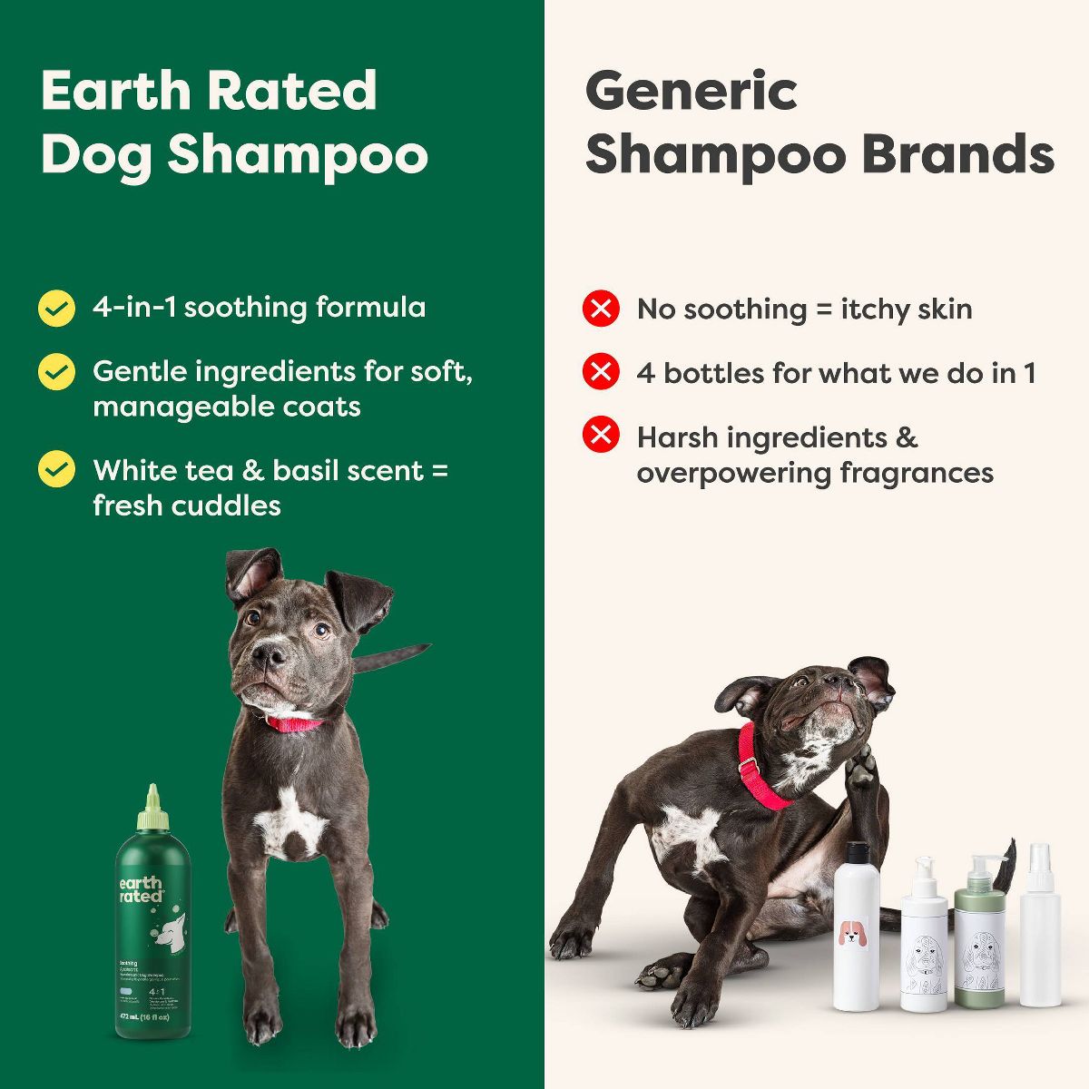 Earth Rated 4-in-1 Soothing Hypoallergenic Dog Shampoo and Conditioner - White Tea & Basil Scent - 16 fl oz - thumbnail 5