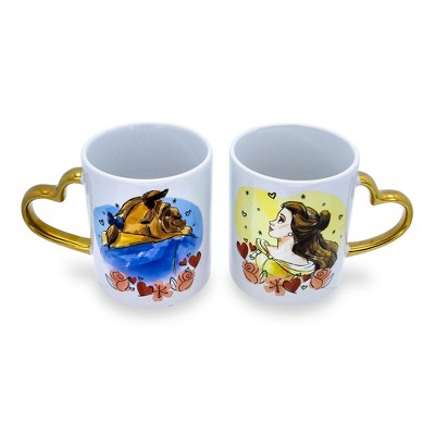 Disney Beauty and the Beast Ceramic Mug Set with Heart Handles