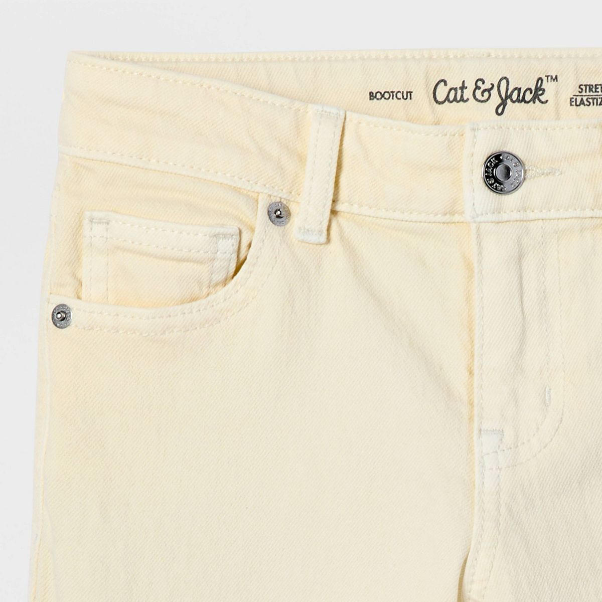 Girls' Mid-Rise Bootcut Embroidered-Hem Jeans - Cat & Jack™ Off-White - thumbnail 4