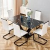 NicBex 71" Modern Rectangular Dining Table Imitation Marble Tabletop with U-shaped Bracket for Kitchen - 4 of 4