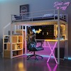 TIRAMISUBEST Twin/Full Size Loft Bed with Built-in Work Station, Open Wardrobe and Storage Staircase, Metal Loft Bedframe with LED Light - 4 of 4