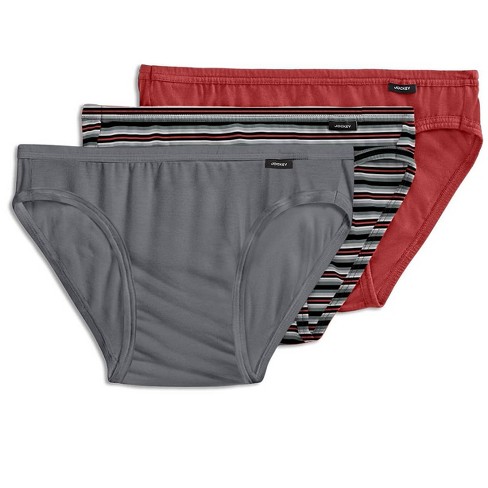 Jockey Mens Elance Bikini 3 Pack Underwear Bikini Briefs 100% Cotton Xl  Deep Grey/fantastic Stripe/toro : Target