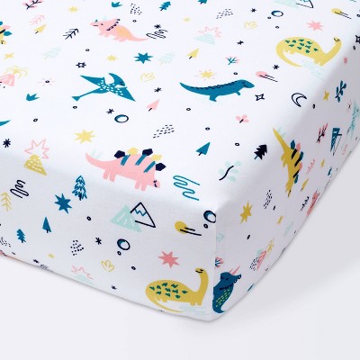 Fitted Crib Sheet Dinos Warm/Pink - Cloud Island™ Pink/Teal