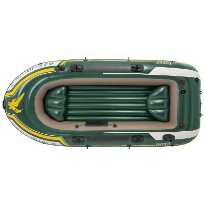 Seahawk 3-Person Green Inflatable Boat Set with Aluminum Oars