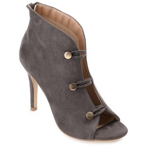 Journee Collection Womens Brecklin Back Heel Zip Open Toe Stiletto Booties Grey 7.5 - 1 of 4