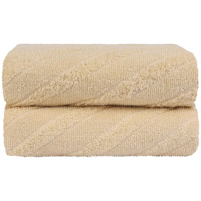 2 Pcs 100% Combed Cotton Soft Absorbent Diagonal Weave Bath Towel -  Piccocasa : Target