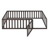 CAVINAS Twin/Full/Queen Size Bed Frame with Heightened Fences,Solid Wood Floor Bed for Kids Room,Bedroom,Playroom - 3 of 4