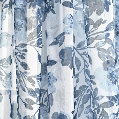 Extra Long White Sheer Polyester Floral Rod Pocket Drapes
