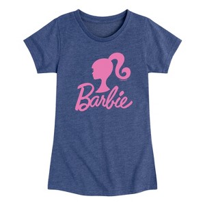 Girls' - Barbie - Logo Pink Glitter Transfer Short Sleeve Graphic T-Shirt - 1 of 2
