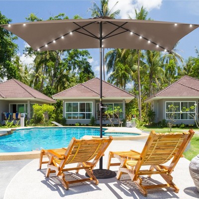 Sonkuki 10x6.5 ft LED Rectangular Patio Market Umbrella w/Tilt Adjustment