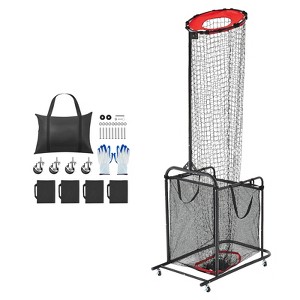 VEVOR Volleyball Setter Training Equipment, Angle and Height Adjustable Volleyball Trainer, Portable Practice Net, Red&Black - 1 of 4