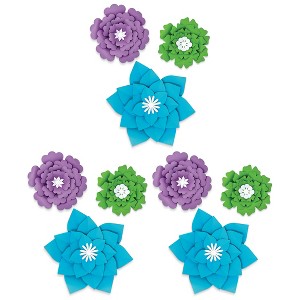 Happily Ever Elementary Creatively Inspired Blue, Purple, Green Flowers Dimensional Accent, 3 Per Set, 3 Sets - 1 of 4