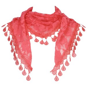 INSPIRE CHIC Lace Rose Floral Tassel Mesh Triangle Head Covering Mantilla Scarves 1Pc - 1 of 4