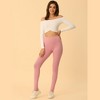 INSPIRE CHIC Women's Elastic Waistband Soft Gym Yoga Cotton Stirrup Pants Leggings - 2 of 4