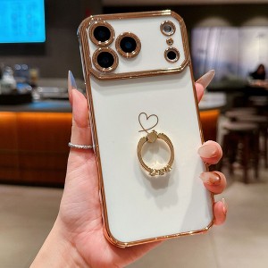 HTUTWOO for iPhone 17 Case, Electroplated Shockproof Lightweight Phone Protective Cover with Ring Stand for Girls Women - 1 of 4