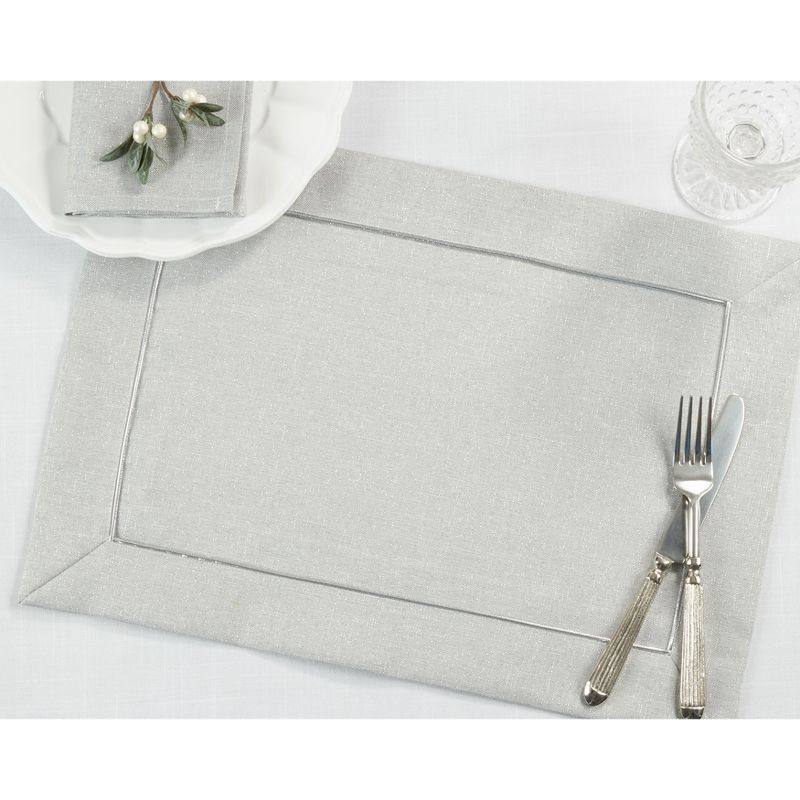 Saro Lifestyle Shimmering Placemat with Piping Detail (Set of 4), 3 of 5