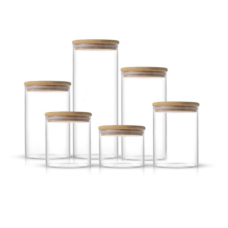 JoyJolt Glass Food Storage Jars Containers, Glass Storage Jar Bamboo Lids Set of 6 Kitchen Glass Canisters, 5 of 10