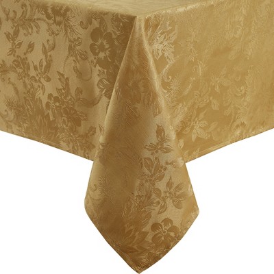 Poinsettia Elegance Jacquard Holiday Tablecloth - 52" X 70" - Gold ...