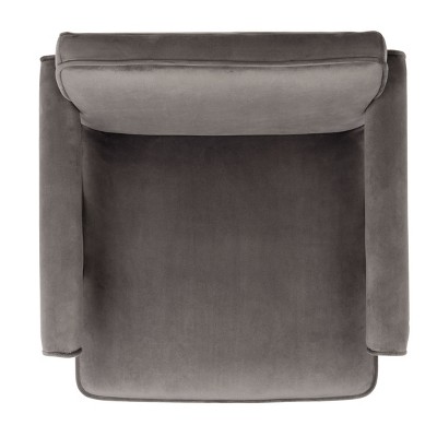 Dark Grey Velvet and Walnut Mid-Century Accent Chair
