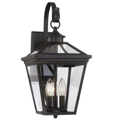 Ellijay Black Glass 3-Light Outdoor Wall Lantern