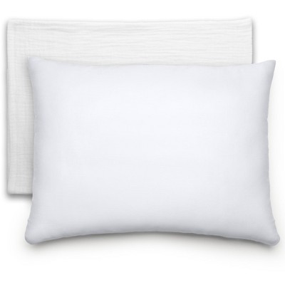 Toddler Pillow with Muslin Pillowcase, 13"x18", Kids Pillow for Sleeping by Comfy Cubs - 1 Pack
