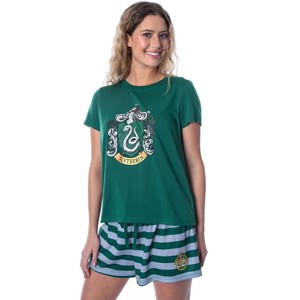 Harry Potter Women's Hogwarts Castle Shirt and Shorts Pajama Set - All 4 Houses - 1 of 4