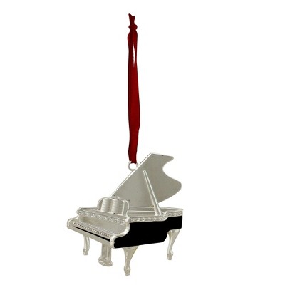 Northlight 3.5" Silver Plated Grand Piano Christmas Ornament with 18 European Crystals