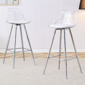 PAGED Bar Stools Set of 2 Modern PU Leather Counter Stools with Back and Metal Legs for Pub, Dining Room - 1 of 4