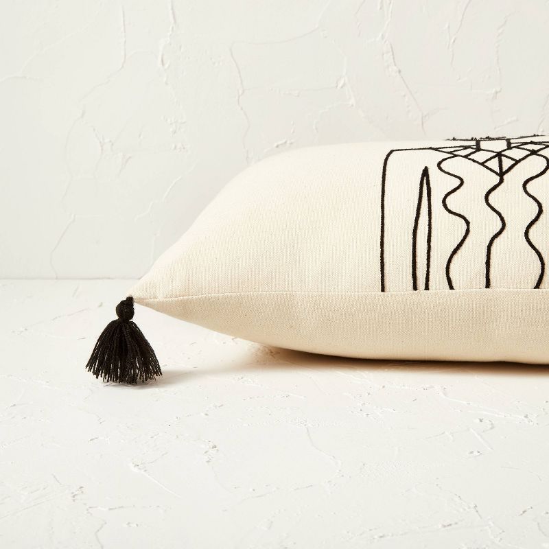 Oversized Oblong Embroidered Decorative Throw Pillow Natural/Black - Opalhouse&#8482; designed with Jungalow&#8482;, 4 of 12