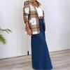 Women's Casual Blazer Open Front Long Sleeve One Breasted Blazer Vintage Print Plaid Slim Suit Coat - 4 of 4