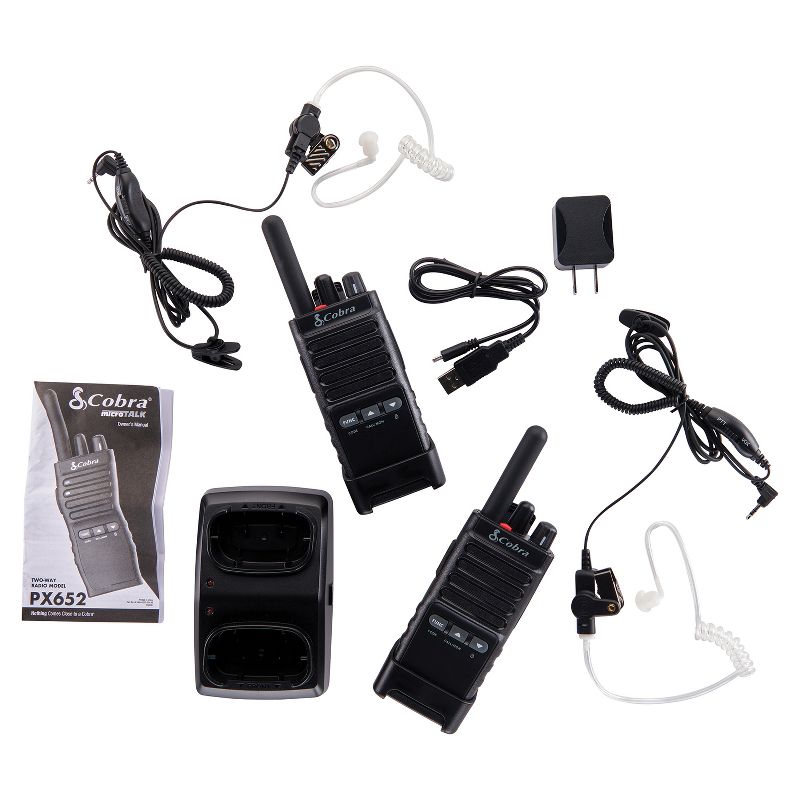Cobra PX650 Pro Business 42-Mile-Range 2-Watt FRS 2-Way Radios with Surveillance Headset, 2 Count, 3 of 11
