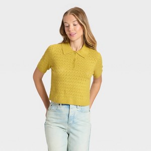 Women's Short Sleeve Collared Neck Pullover Sweater - Universal Thread™ - 1 of 3