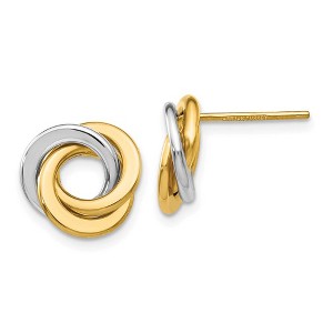 Black Bow Jewelry 11mm Two Tone Love Knots Post Earrings in 14k Gold - 1 of 4
