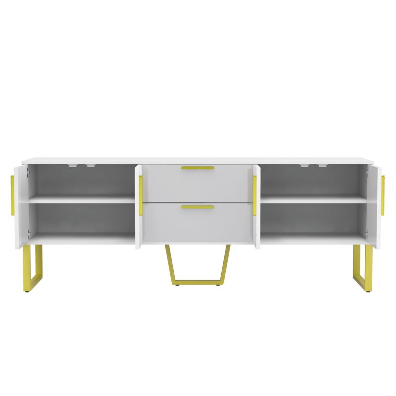 Modern Wood TV Stand for TVs up to 75" with Gold Metal Legs, Handles and Drawers - ModernLuxe, 5 of 11
