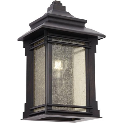 Franklin Iron Works Rustic Farmhouse Outdoor Wall Light Fixture Walnut Bronze 16 1/2" Frosted Cream Glass for House Porch Patio