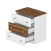 NicBex 15.7 inch Nightstand with 3 Drawers,Modern Side Table with Metal Handle and Colorblock Design,Bedside Table for Bedroom,Living Room,Pink/Brown - 4 of 4