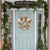 24" Pre-Lit Christmas Wreath with 20 LED Lights, Berries & Pine Cones - Battery Operated Door Decor, 8 Lighting Modes, Snow Frosted - 2 of 4