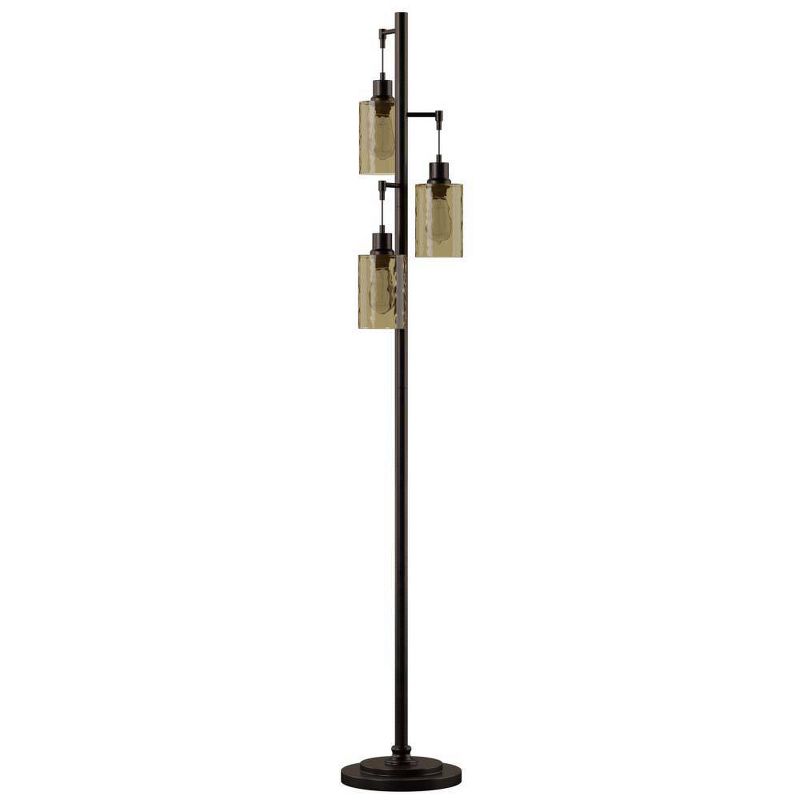3 Head Bronze Floor Lamp with Dimpled Glass Shades  - StyleCraft, 5 of 10