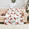 Lomsoe Merry Christmas Flannel Throw Blanket with Cardinal Bird & Pine Branch Print - Red & Green Holiday Design, Vintage Home Decor Gift. - 3 of 4