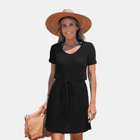 Женские платья Cupshe Women's Breezy Beach Crochet Cover Up Dress-M-Black