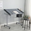 SEVOBAL Desks Adjustable Glass-Top Drafting Desk with Mobile Base, Professional Art Station with Storage for Designer, Silver, 39.17"*27.56"*5.91" - 4 of 4
