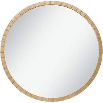Uttermost Gracia Round Vanity Decorative Wall Mirror Modern Warm Gold Leaf Tiled Iron Frame 34" Wide for Bathroom Bedroom Living Room Home Office