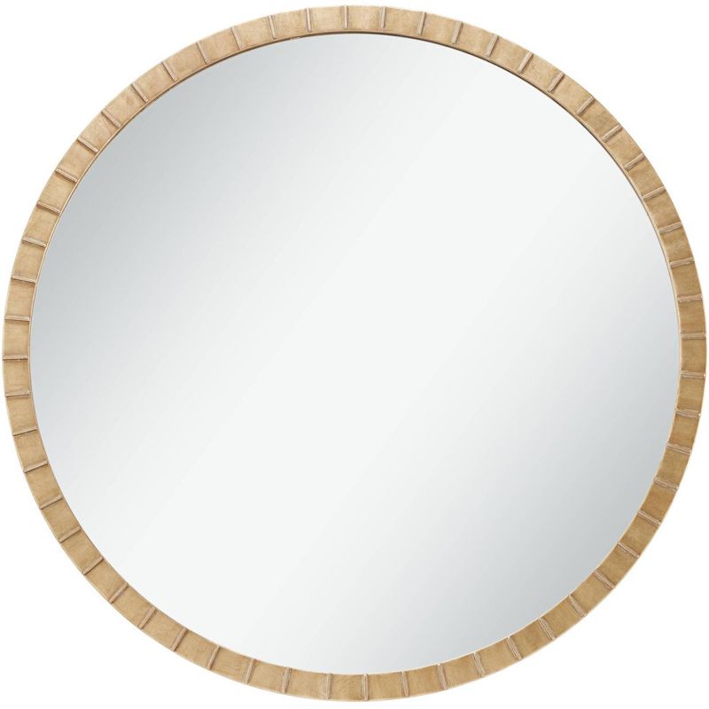 Uttermost Gracia Round Vanity Decorative Wall Mirror Modern Warm Gold Leaf Tiled Iron Frame 34" Wide for Bathroom Bedroom Living Room Home Office, 1 of 7