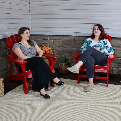 Coastal Bliss Red Fir Wood Outdoor Adirondack Chair - Set of 2