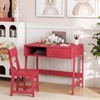 Costway Kids Desk and Chair Set with Storage Drawer and Hutch, Student Writing Desk Set Brown/Pink/White/Black - 2 of 4
