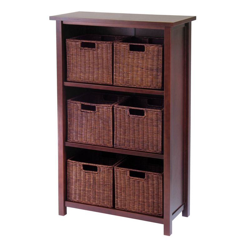 42.99&#34; 7pc Milan Cabinet/Shelf with Baskets Walnut - Winsome, 1 of 5
