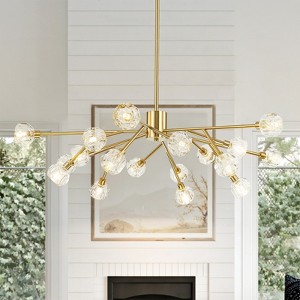 Rennnsan Veloura 40"W 18-Light Unique Statement Sputnik Crystal Mid-Century Modern Dimmable Chandelier in Brass - 1 of 4
