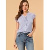 Allegra K Women's Summer Floral Chiffon Tie V Neck Ruffled Short Sleeve Shirt - 2 of 4