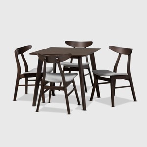 5pc Britte Fabric Upholstered Wood Dining Set  - Baxton Studio - 1 of 4