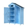 WELLFOR 70" Outdoor Wood Storage Shed Garden Tool Cabinet with Waterproof Asphalt Roof Blue - 2 of 4